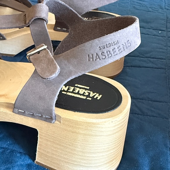 NIB Swedish Hasbeens Birgit Brown Sandal Clog with Heel Platform, US 9 EU 40 - Picture 4 of 10